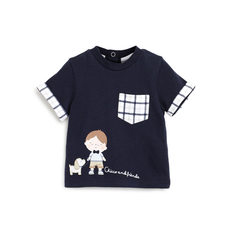 Boys Dark Blue Printed Short Sleeve T-Shirt image number 0
